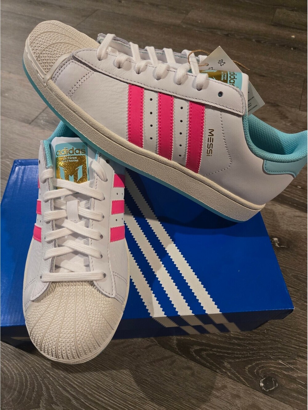 Adidas Superstar Messi Footwear White Lucid Pink Men Size 10 JR1979 NIB